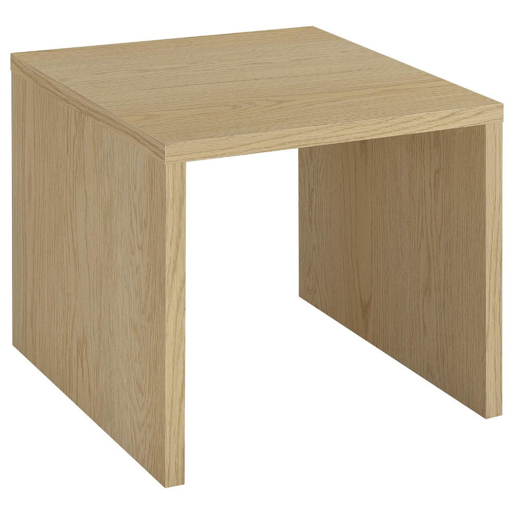 Kerra Square Side End Table | U-Shape Frame | Light Oak Wood 24"