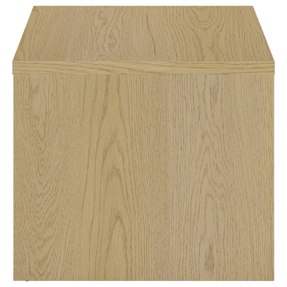 Kerra Square Side End Table | U-Shape Frame | Light Oak Wood 24"