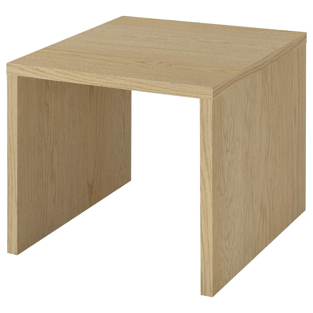 Kerra Square Side End Table | U-Shape Frame | Light Oak Wood 24"