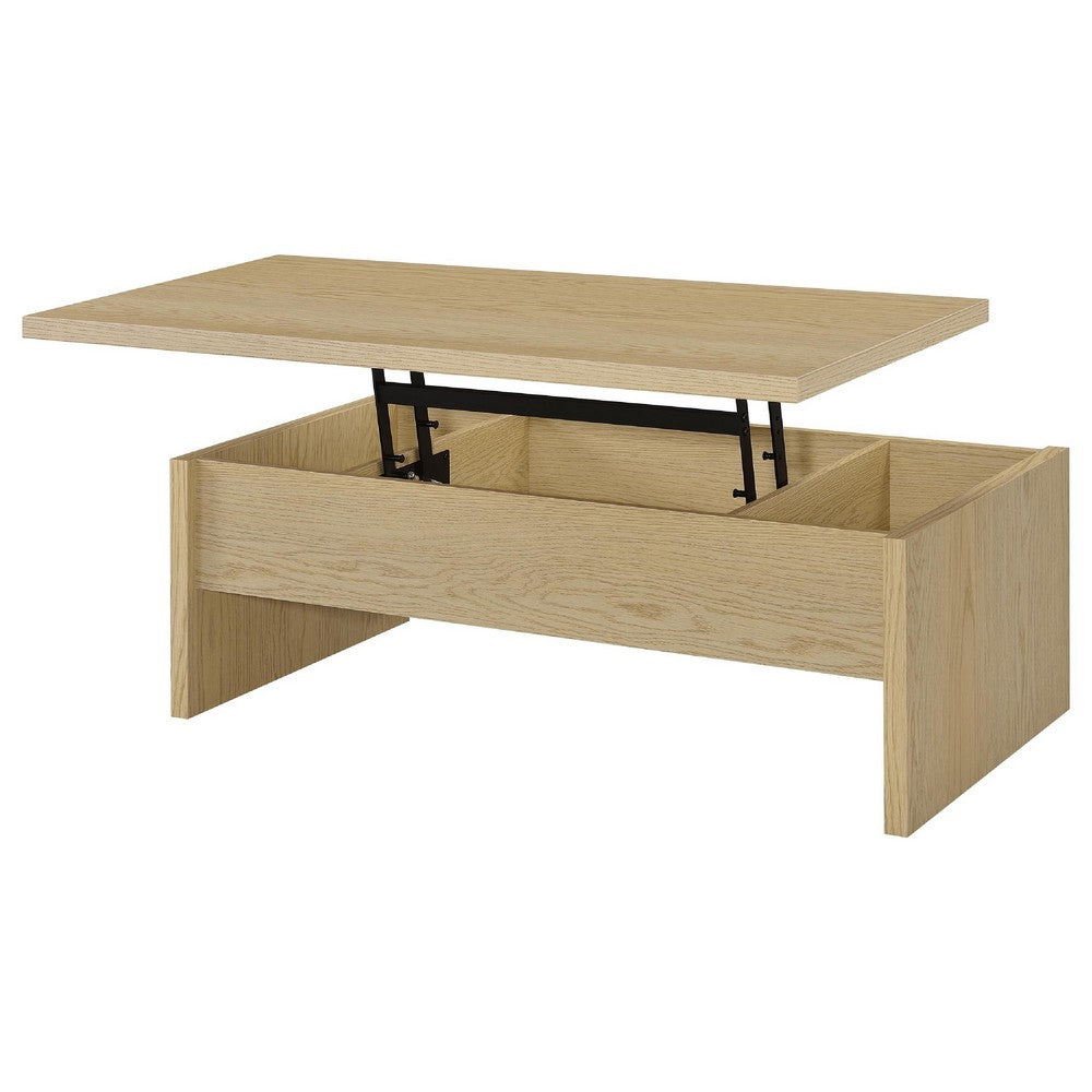 Kerra Lift-Top Coffee Table with Hidden Storage | Light Oak Wood 47"