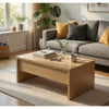 Kerra Lift-Top Coffee Table with Hidden Storage | Light Oak Wood 47"