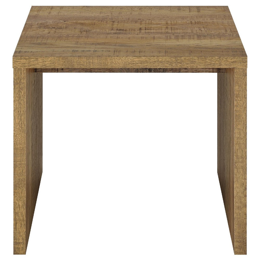Kerra Square Accent Side End Table | U-Shape Frame | Brown Wood 24"