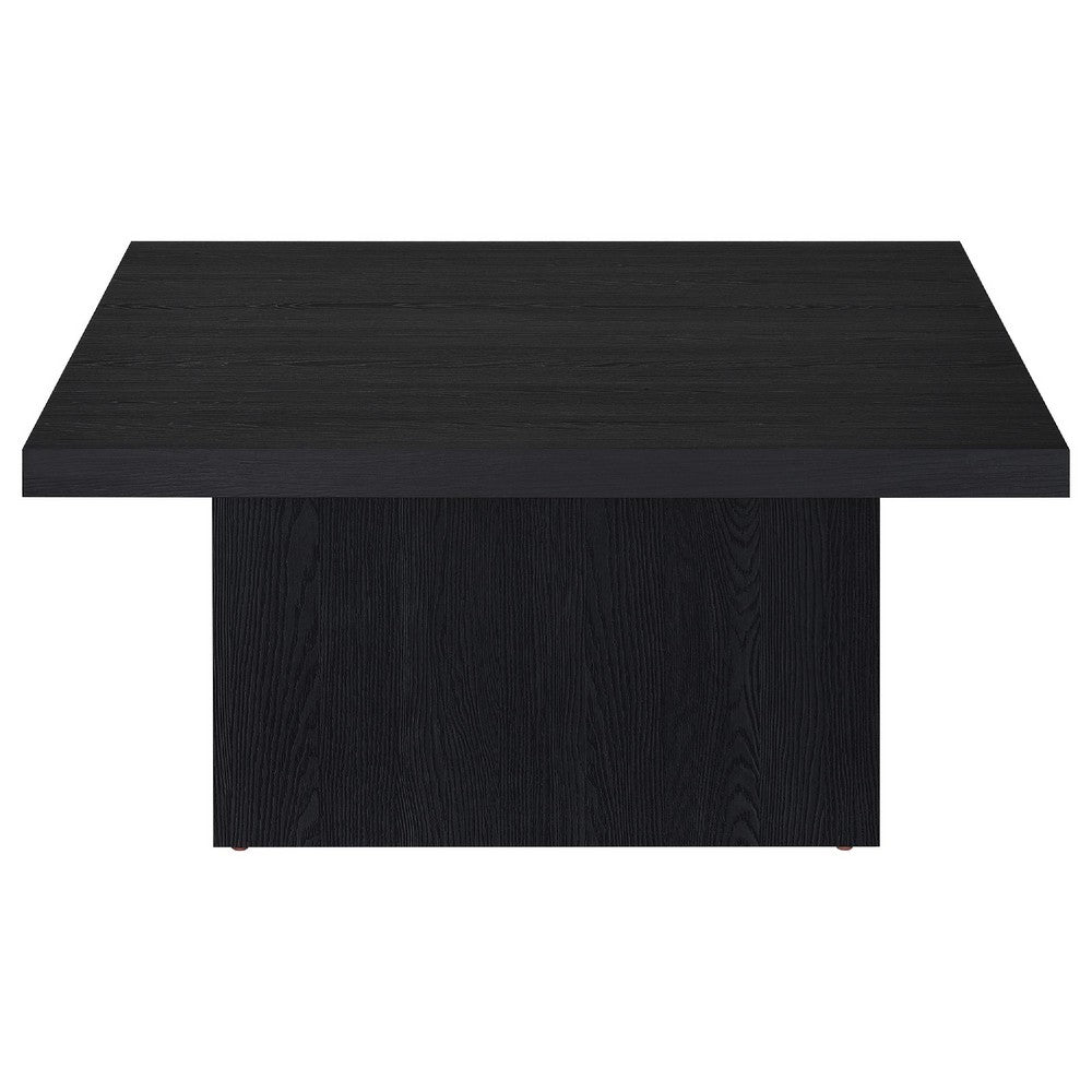 Darla Square Cocktail Coffee Table | Pedestal Base | Black Wood 36"