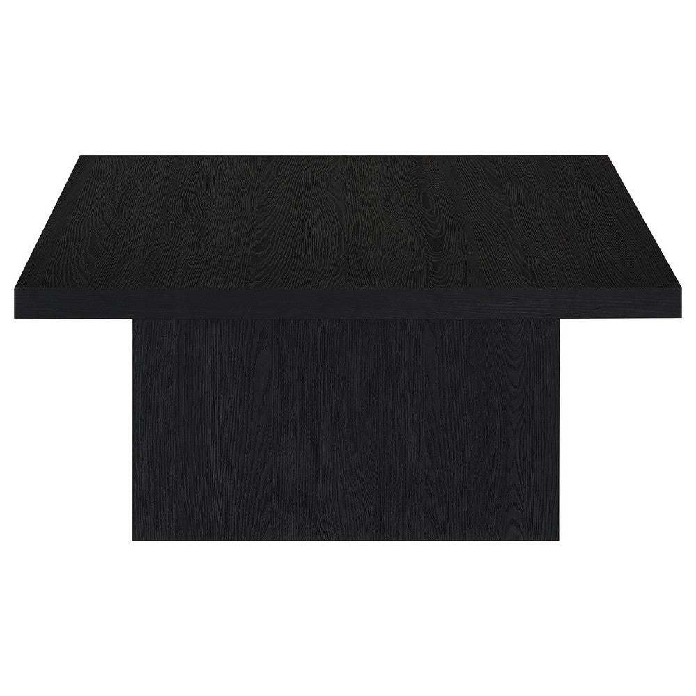 Darla Square Cocktail Coffee Table | Pedestal Base | Black Wood 36"