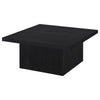 Darla Square Cocktail Coffee Table | Pedestal Base | Black Wood 36"