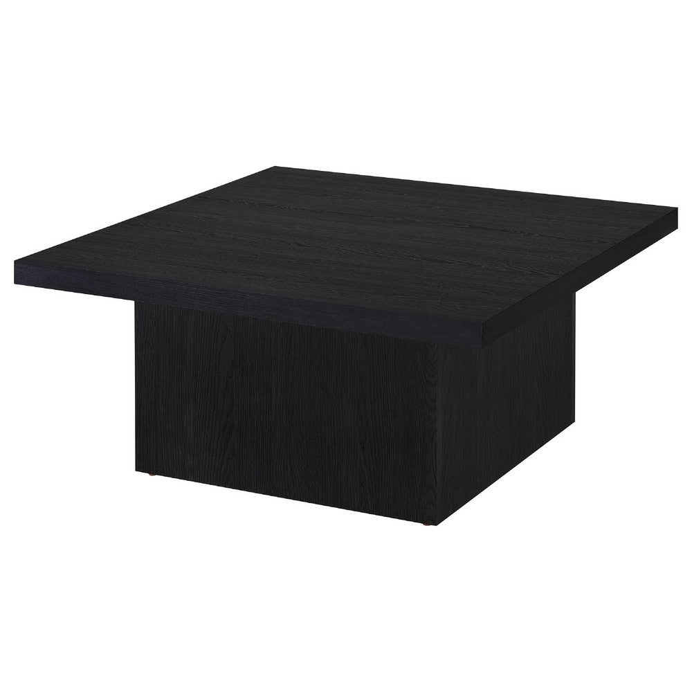 Darla Square Cocktail Coffee Table | Pedestal Base | Black Wood 36"