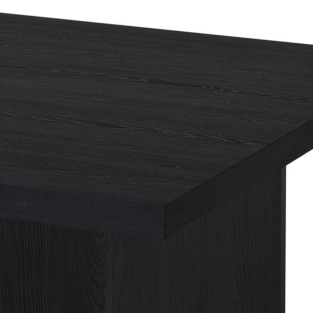 Darla Square Cocktail Coffee Table | Pedestal Base | Black Wood 36"