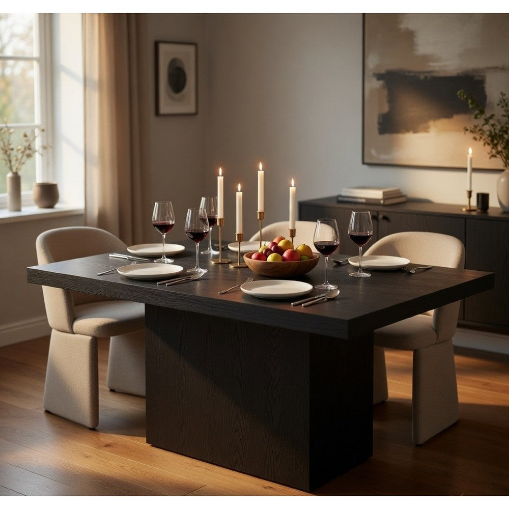 Darla Square Cocktail Coffee Table | Pedestal Base | Black Wood 36"