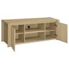 Laury TV St& Media Console with Open Shelves | Light Oak Wood 60"