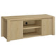 Laury TV St& Media Console with Open Shelves | Light Oak Wood 60"