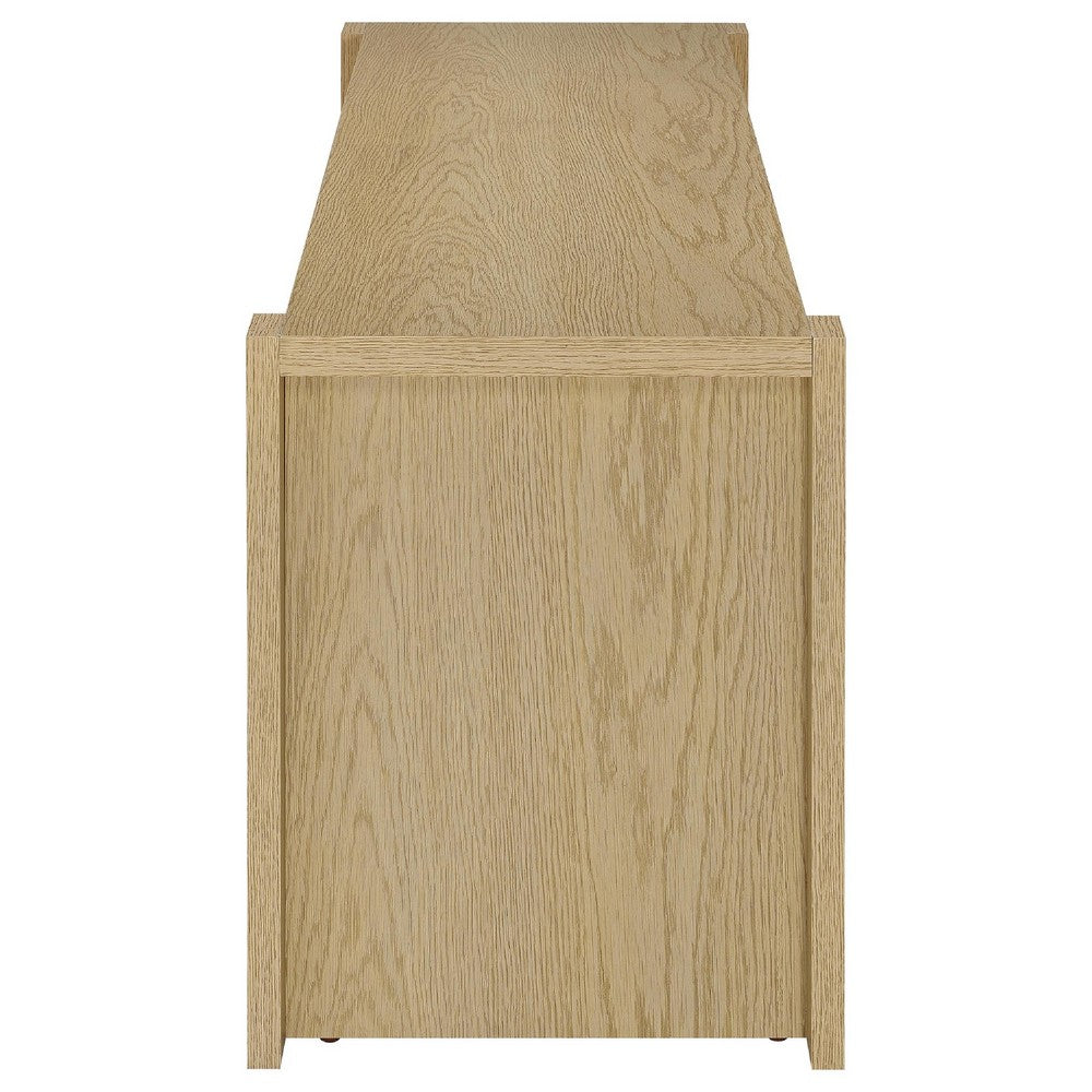 Laury TV St& Media Console with Open Shelves | Light Oak Wood 60"