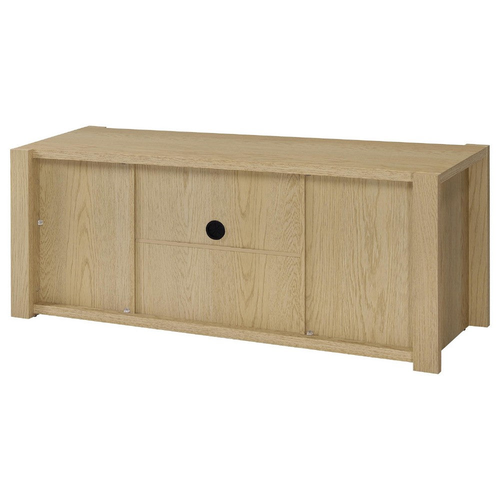 Laury TV St& Media Console with Open Shelves | Light Oak Wood 60"