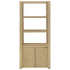 Laury Media Tower with 3 Open Shelves | 2 Cabinet Doors | Light Oak Wood