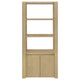 Laury Media Tower with 3 Open Shelves | 2 Cabinet Doors | Light Oak Wood