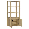 Laury Media Tower with 3 Open Shelves | 2 Cabinet Doors | Light Oak Wood