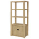 Laury Media Tower with 3 Open Shelves | 2 Cabinet Doors | Light Oak Wood