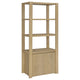 Laury Media Tower with 3 Open Shelves | 2 Cabinet Doors | Light Oak Wood