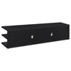 Carie TV St& Media Console | 2-Tier Open Shelves | Black Wood 78"