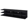 Carie TV St& Media Console | 2-Tier Open Shelves | Black Wood 78"