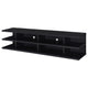 Carie TV St& Media Console | 2-Tier Open Shelves | Black Wood 78"