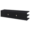 Carie TV St& Media Console | 2-Tier Open Shelves | Black Wood 78"