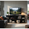 Carie TV St& Media Console | 2-Tier Open Shelves | Black Wood 78"