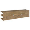 Carie TV St& Media Console | 2-Tier Open Shelves | Brown Wood 78"