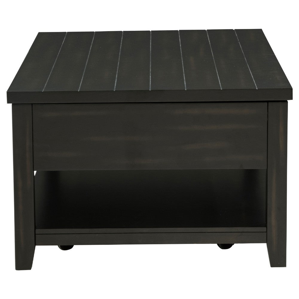 Ayne Lift-Top Coffee Table | Storage & Casters | Distressed Java Wood 48"