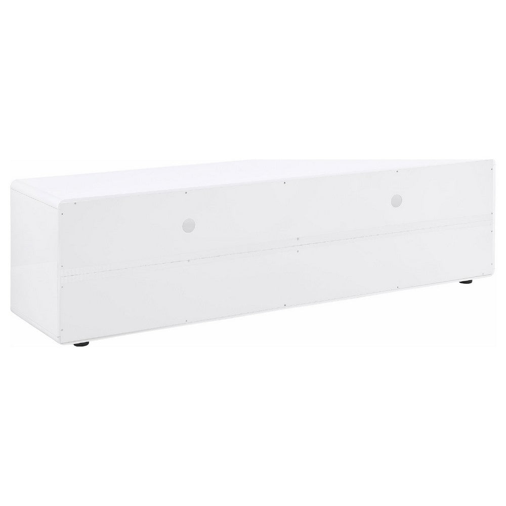 Siena TV St& Media Console with 2 Drawers | White High Gloss Wood 71"