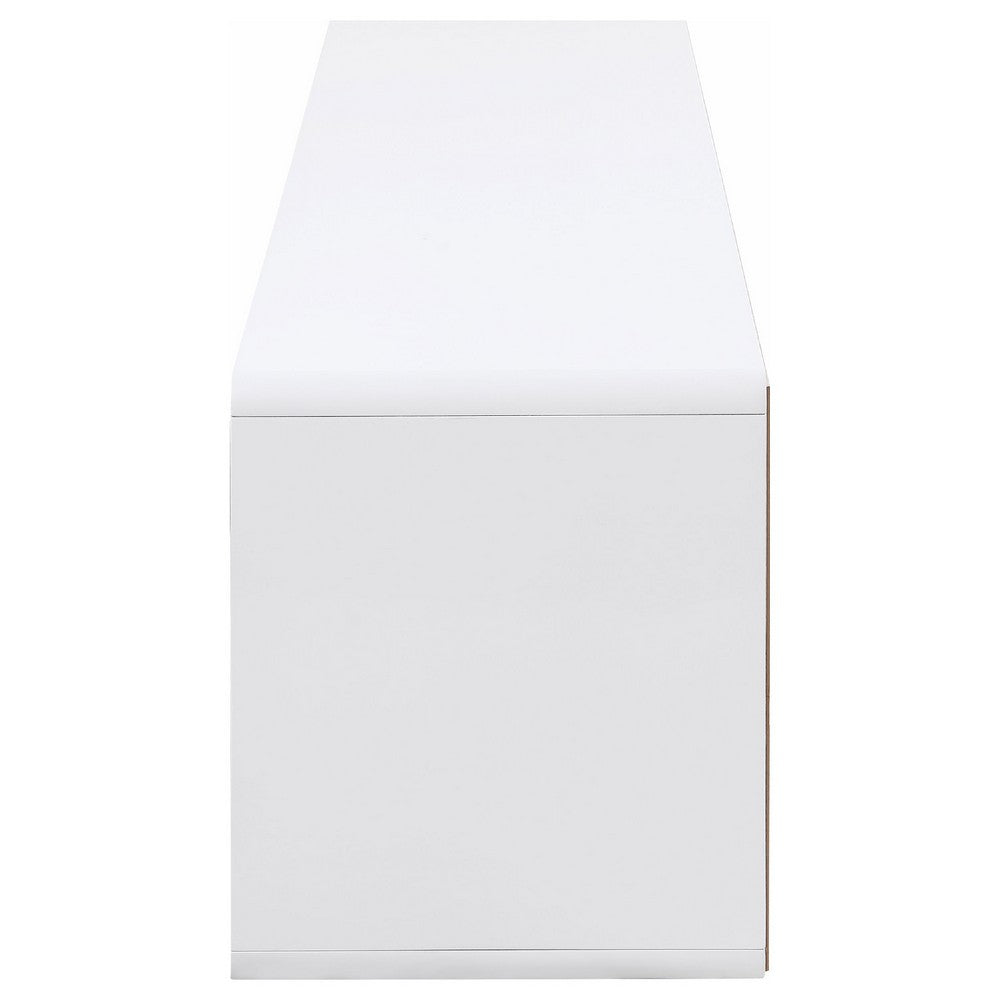 Siena TV St& Media Console with 2 Drawers | White High Gloss Wood 71"