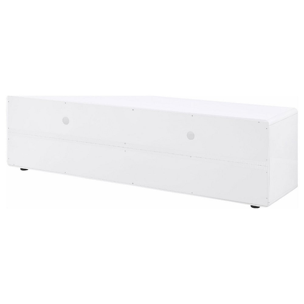 Siena TV St& Media Console with 2 Drawers | White High Gloss Wood 71"
