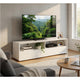 Siena TV St& Media Console with 2 Drawers | White High Gloss Wood 71"