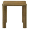 Givy Square Accent Side End Table | Pillar-Style Legs | Brown Oak 22"