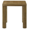 Givy Square Accent Side End Table | Pillar-Style Legs | Brown Oak 22"