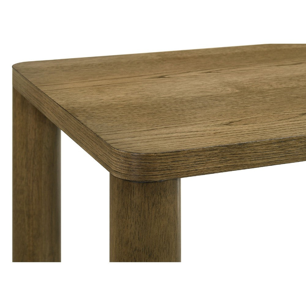 Givy Square Accent Side End Table | Pillar-Style Legs | Brown Oak 22"