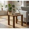 Givy Square Accent Side End Table | Pillar-Style Legs | Brown Oak 22"