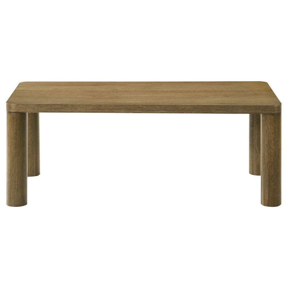 Givy Cocktail Coffee Table | Pillar-Style Legs | Brown Oak Wood 47"