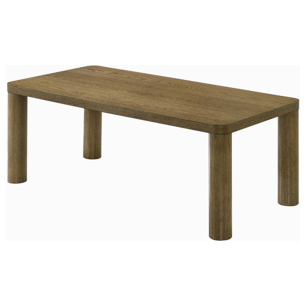 Givy Cocktail Coffee Table | Pillar-Style Legs | Brown Oak Wood 47"