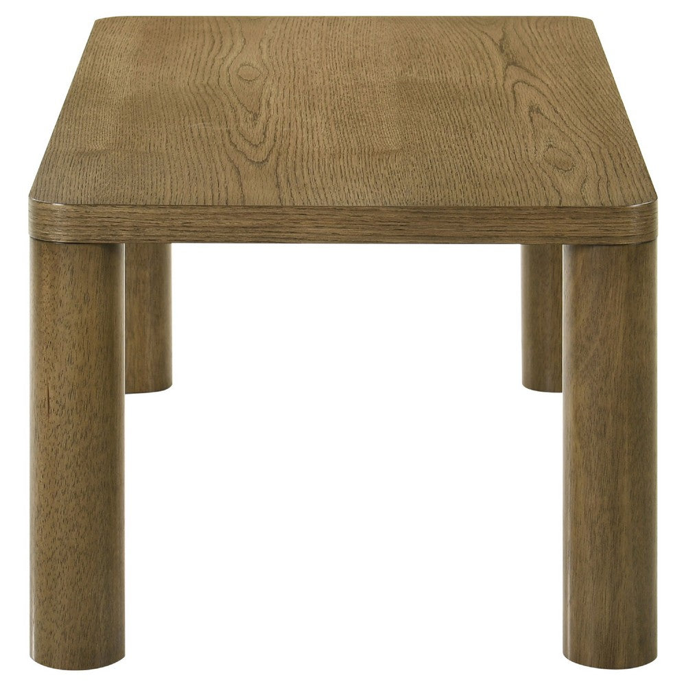 Givy Cocktail Coffee Table | Pillar-Style Legs | Brown Oak Wood 47"
