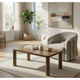 Givy Cocktail Coffee Table | Pillar-Style Legs | Brown Oak Wood 47"