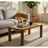 Givy Cocktail Coffee Table | Pillar-Style Legs | Brown Oak Wood 47"