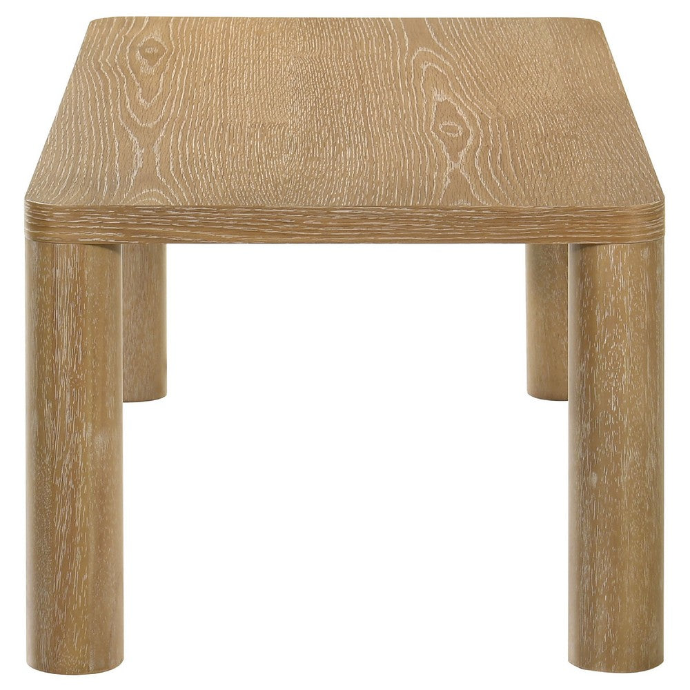 Givy Cocktail Coffee Table | Pillar-Style Legs | Light Oak Wood 47"