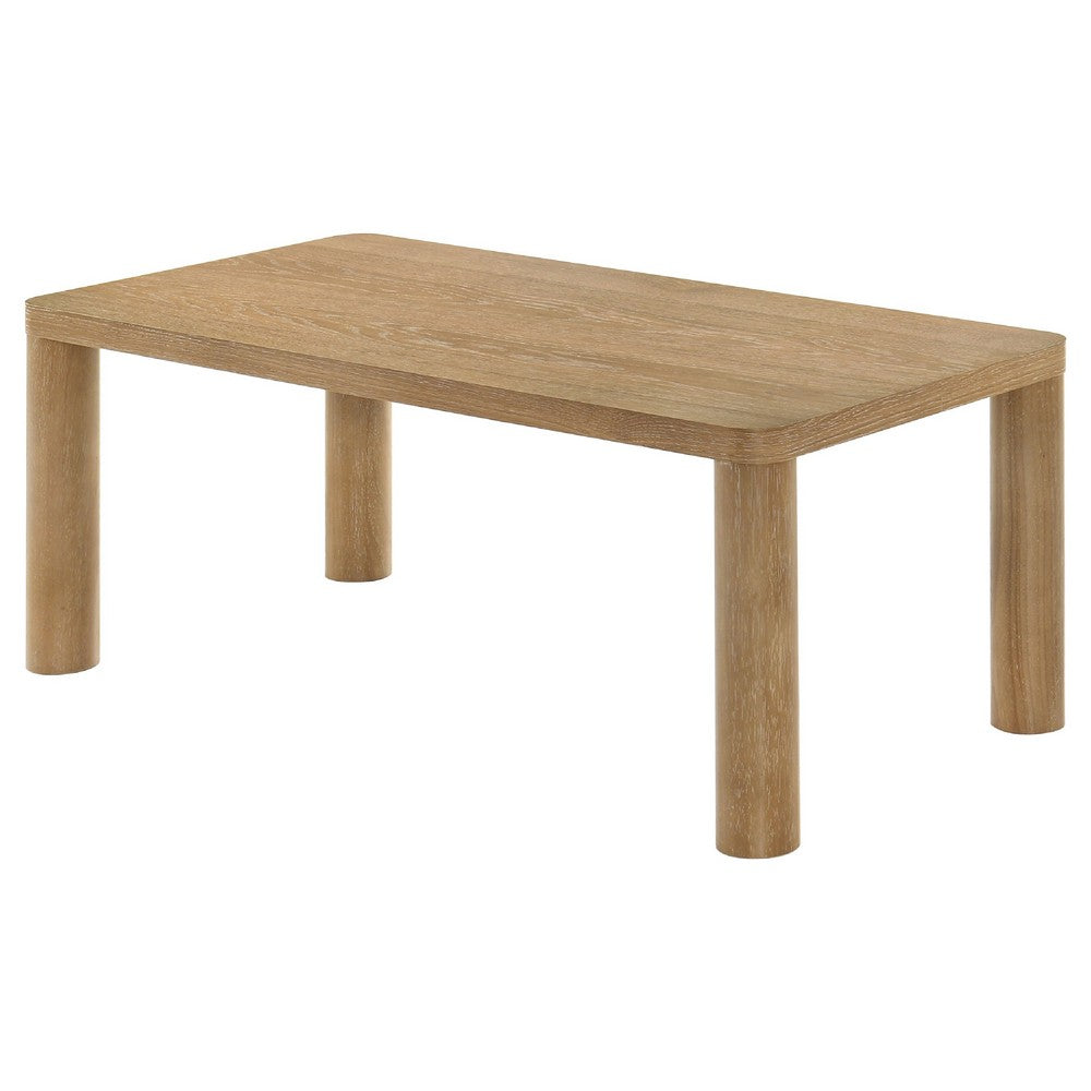 Givy Cocktail Coffee Table | Pillar-Style Legs | Light Oak Wood 47"