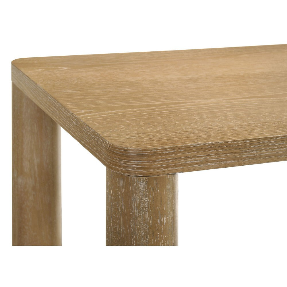 Givy Cocktail Coffee Table | Pillar-Style Legs | Light Oak Wood 47"