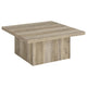 Darla Square Coffee Table with Block Style Base | Brown Wood 36"