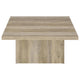 Darla Square Coffee Table with Block Style Base | Brown Wood 36"