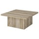 Darla Square Coffee Table with Block Style Base | Brown Wood 36"