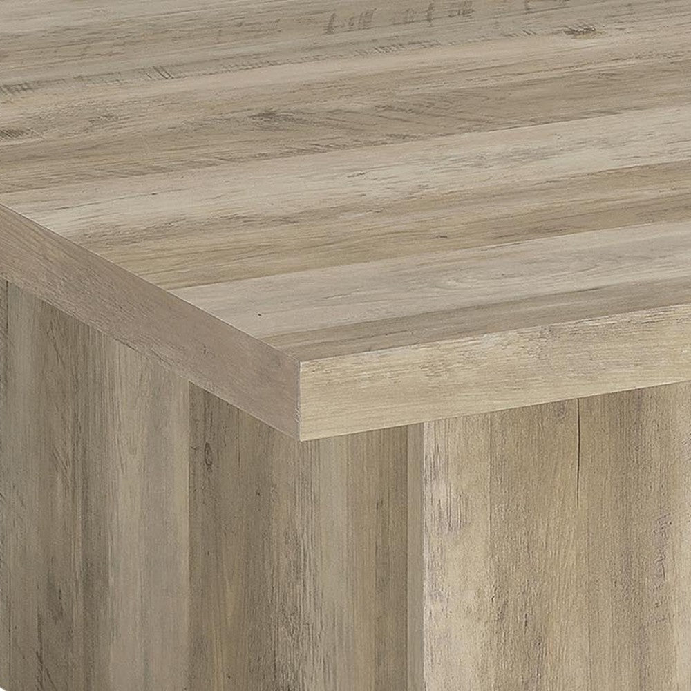 Darla Square Coffee Table with Block Style Base | Brown Wood 36"