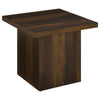 Darla Square Side-End Table with Block Style Base | Brown Wood 24"