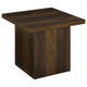 Darla Square Side-End Table with Block Style Base | Brown Wood 24"
